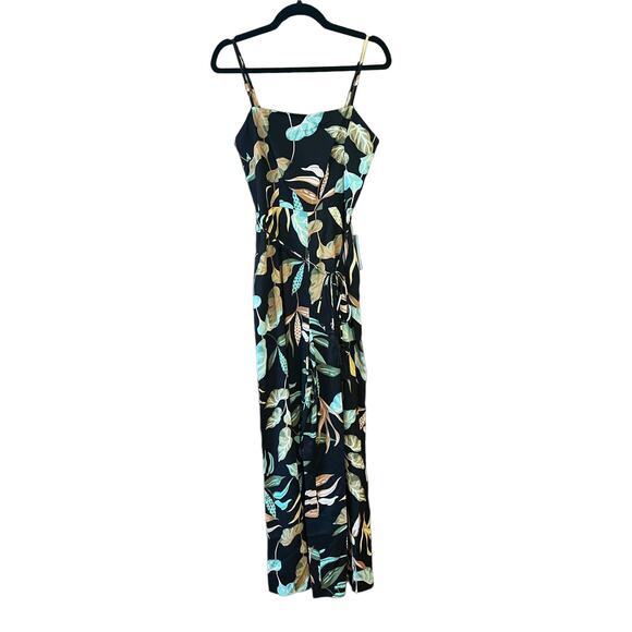 NWT Chelsea28 Women's Tropical Print Wide Leg Sleeveless Tie Waist Jumpsuit 2 - Picture 2 of 11